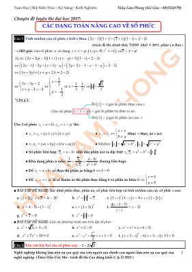 Các dạng toán nâng cao về số phức
